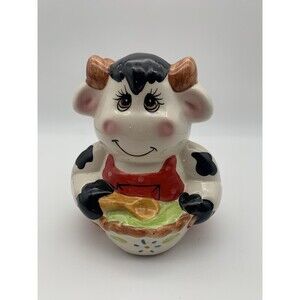 Vintage Anthropomorphic Cute Cow‎ Ceramic Napkin Holder